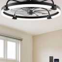Ensenior Ceiling Fans with Lights and Remote, 24" Low Profile Ceiling Fan Flush Mount, APP Control, 6 Speed, 3CCT, Quiet Reversible DC Motor, Dimmable Modern Ceiling Fan with Light for Bedroom, Black