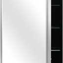 Modern Medicine Cabinet Mirror Storage for Bathroom Bedroom Surface/Recessed Mount with 3 Shelves (16"x26", Brushed Silver)