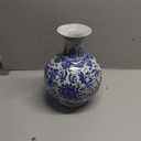 Red Lantern 12" Floral Blue & White Porcelain Vase