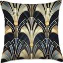 Retro Vintage twenties 1920's style glamorous black Throw Pillow (18x18), Pack Of 4