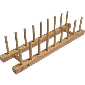 Brown Plate Wood Dish Drying Rack | Kitchen Countertop Plate Drainers | Pot Lid Holder - 17" x 4.5" x 4"