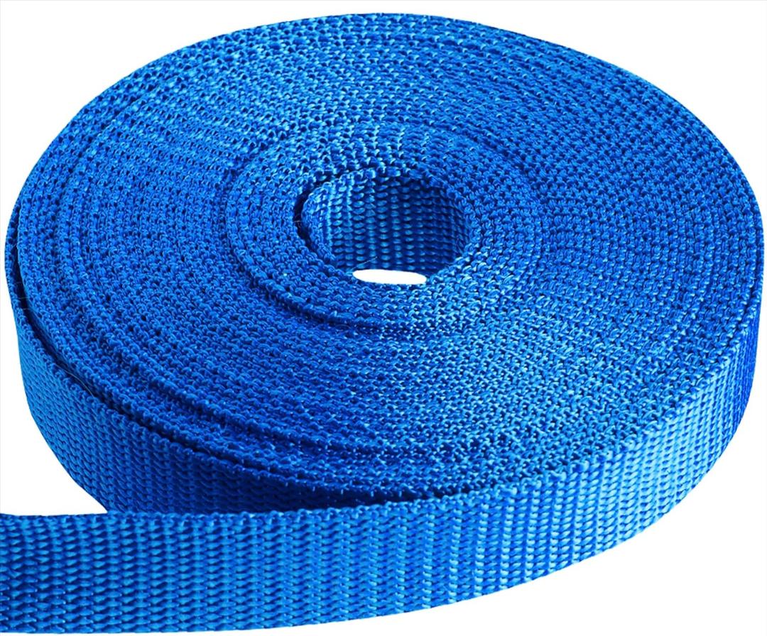 TECEUM 3/4" & 5/8" & 1" & 1.5" & 2" Webbing  10 25 50 Yards  40+ Colors  Heavy Duty 1 Inch 1.5 Inch 2 Inch Backpack Straps  Webbing for Outdoors Indoors Crafting DIY (Simple Blue)