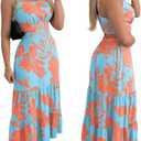CHICME Summer Dresses for Women 2026 Sleeveless Casual Boho Maxi Dress Square Neck Cut Out Floral A Line Dress