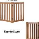 Wooden Freestanding Foldable Dog Gate, 24 Inch Height 2 Panel Pet Gate No Drill for Doorways Stairs, Fully Assembled Indoor Puppy Fence (Brown, 40" W x 24" H)