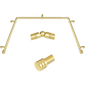 Bay Window Curtain Rods 36-72 Inch, HOTOZON 1 Inch Curtain Rods for Bay Windows 24-68 Inches(Center Rod)), 20-36 Inch Side Rods for Windows 8-32 Inches with End Cap Finials, Antique Gold