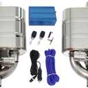 Valved Muffler Kit, Perfommance Exhaust Muffler Normally Closed Vacuum Valve Cutout Single Inlet Single Outlet (63mm/2.5in muffler kit)