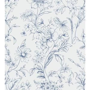 HeloHo Peel and Stick Wallpaper 17.3 X 196.8 Blue White Floral Wall Paper Self Adhesive Removable Waterproof Contact Paper for Living Room Bedroom Decor