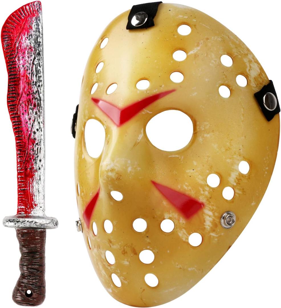 Landisun Mosqueda Cosplay Mask Machete Costume Halloween Horror Yellow 1