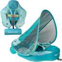 Add Tail Mambobaby Float with Canopy, Baby Floats for Pool Non-Inflatable Waist Float Swim Training Toy with UPF 50+ UV Sun Canopy (Contrast-Green)