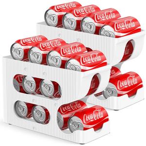 Sotfamily FIFO Soda Can Organizer for Pantry/Fridge, Automatic Rolling Pop Can Dispenser/Storage/Holder/Container for Refrigerator or 12" Deep Shelf, Space-Saving Drink Organizer for 24 Standard Cans