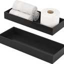 Toilet Tank Tray for Modern Black Bathroom Decor Set of 2 Toilet Tank Topper Paper Storage Decorative Organizer Box Wood Vanity Tray for Counter Decor Dresser Tops 15" x 6" x 2" (Black)