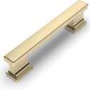 Amerdeco 10 Pack Brushed Brass Cabinet Pulls 3-3/4 Inch(96mm) Hole Center Gold Drawer Pulls Cabinet Hardware Kitchen Cabinet Handles for Bathroom Dresser Pulls ZH00013