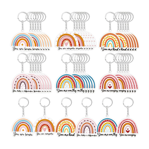Ecally Appreciation Gift Rainbow Keychain Bulk with Motivational Quote Boho Coworker Employee Staff Volunteer Thank You Gift