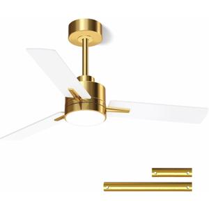 42'' Ceiling Fan with Lights and Remote, Low Profile Modern Ceiling Fan Gold, 6 Speed, Reversible, 3000k-6000k LED, Quiet DC Motor for Indoor Outdoor Bedroom Living Room