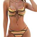 ZAFUL Women High Cut Bikini Sets String Sexy Swimsuit Two Piece Underwire Bathing Suit Brazilian Cheeky Cut Out Cute Swimwear (Large, Coffee-new)