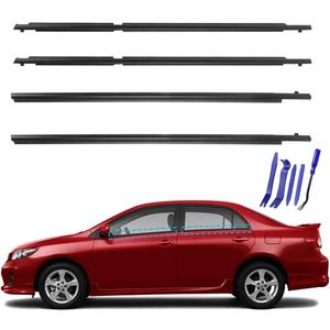 4 PCS Car Weather Stripping Mold Trim Belt WODSTA Waterproof Car Window Seal with 5 PCS Remove Tool Kits fit for Toyota Corolla 2009-2012 4 Door OEM# 75710-02210 75720-02210 75730-02190 75740-02190