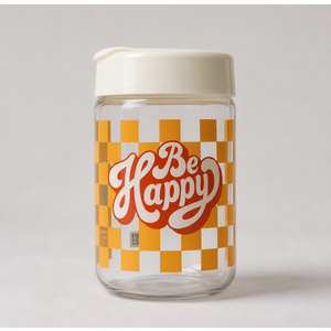 Stylish Clear Storage Jar With Bold “Be Happy” Design, Perfect For Snacks Or Kitchen Decor.
Capacity: 18 oz