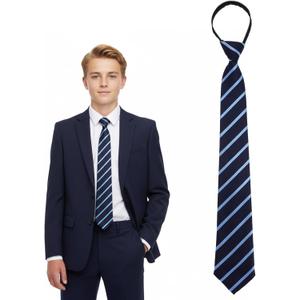 Navy Blue Stripe Zipper School Ties, Formal School Ties for Schools Uniforms, Graduation, Cosplay, Casual (Blue, S)