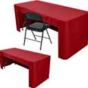 Nasitos 2 Pack Red Fitted Tablecloth Rectangular for 6 Foot Tables Trade Show-Open Back Tablecloth Washable and Wrinkle Resistant Fabric Table Cloth for Weddings, Parties, Buffet, Trade Fairs
