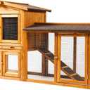 Ogrmar Chicken Coop Large Wooden Outdoor Bunny Rabbit Hutch Hen Cage with Ventilation Door, Removable Tray & Ramp Garden Backyard Pet House Chicken Nesting Box