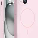 Miracase Compatible with iPhone 15 Case, [Soft Anti-Scratch Microfiber Lining], Liquid Silicone Case Gel Rubber Shockproof Drop Protection Phone Case for iPhone 15, Sand Pink