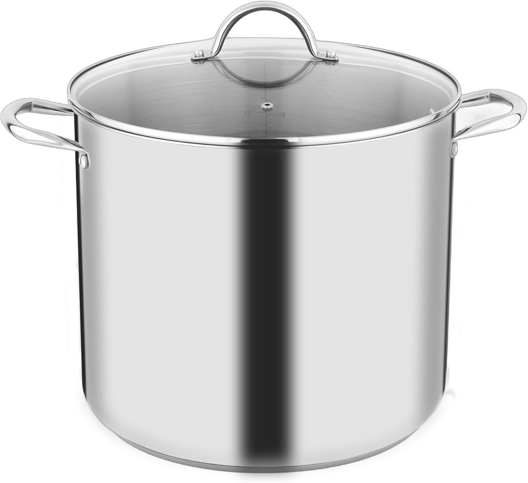 GreatChef Stock Pot Stainless Steel for Cooking Riveted Handle, Heavy Duty Vessel,Induction Compatible All Cooktops in Use, Dishwasher & Oven Safe (24 Quart)