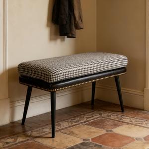 32" Retro Upholstered Entryway Bench, Leather & Fabric Shoe Bench with Removable Cushion, End of Bed Bench for Bedroom, Small Dining Bench for Living Room, Storage Bench for Hallway & Foyer, X-Large