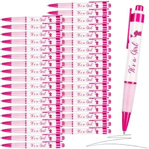 Outus 60 Pcs Retractable Baby Shower Pens Gel Pen with Rotating Messages Baby Shower Gifts for Guest Party Favors (Girl)