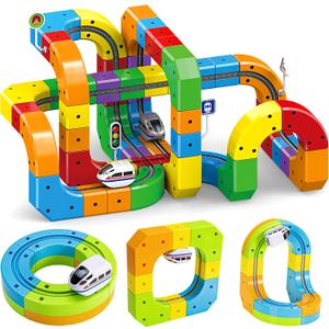 Electric Train Set for Kids Ages 3-8 - Modular 3D Flexible Race Track Building Toy with Gravity-Defying 360 Movement, STEM Learning Fun Gift(154 pcs Deluxe Set)