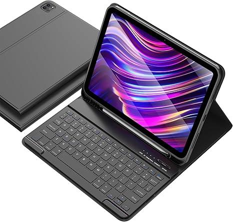 aMZCaSE for iPad Air 11 inch Case with Keyboard(M3/M2, 2025/2024), iPad Pro 11 inch Air 5th 4th Generation Case with Keyboard,Detachable Folio Cover for Pro 11 (4th/3rd/2nd/1st),Pencil Holder, Black