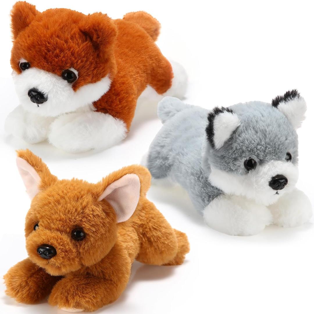 Skylety 3 Pcs 7.87 Inches Dog Stuffed Animal Plush Dog Soft Plush Pet Pillow Toy Fluffy Puppy Set for Puppy Party Favor Birthday Home Decor(Pomeranian, Chihuahua, Corgi)