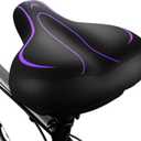 Xmifer Oversized Bike Seat, Comfortable Bike Seat - Universal Replacement Bicycle Saddle - Waterproof Leather Bicycle Seat with Extra Padded Memory Foam - Bicycle Seat for Men/Women (Purple)