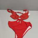 Women's Deep V Neck One Piece Swimsuit O-Ring Swimwear Sexy Cut Out Bathing Suit, Size L