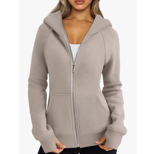 Trendy Queen Women's Full Zip Up Hoodie - Fitted Long Sleeve Sweatshirts for Fall and Winter,S