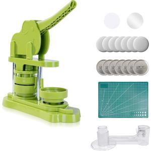 Button Maker Machine 58mm (2.25 in) Installation-Free, DIY Button Pin Maker Machine, Button Badge Press Machine with Free 50pcs Button Maker-Green