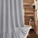 Farmhouse Shower Curtain with Ruffle Hem Linen Flax Grey Shower Curtains for Bathroom Country Vintage Rustic Natural Fabric, 72" W x 72" L