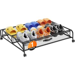 Under Bed Shoe Storage Organizer,1 Pack Shoe storage with Wheels for Shoe Organizer for Closet Drawer Space Saving for Bedroom