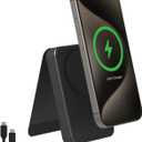 Mophie Snap+ Powerstation Mini with Stand - 5000mAh,15W Qi2 Magnetic Wireless Charger, Portable, Compatible with MagSafe & Qi-Enabled Smartphones, with Kickstand, USB C to USB C Cable Included, Black