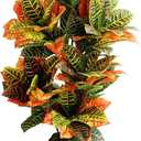 momoplant Artificial Croton Plant, 39inch Faux Fiddle Leaf fig Tree, Artificial Trees for Home Decor, Ficus Lyrata Tree with Plastic Pot, Silk Plants for Home Decor Indoor