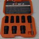 XEWEA 9PCS Lug Nut Extractor Set, 1/2" Drive Impact Bolt Remover Socket Tool, Wheel Lock Removal Kit, Easy Out Extractor Set for Damaged, Frozen, Rusted, Rounded-Off Bolts, Father's Day Gift