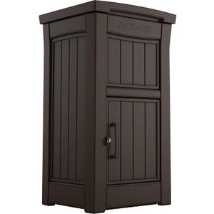 Keter Delivery Box for Porch with Lockable Secure Storage Compartment to Keep Packages Safe, One Size, Brown