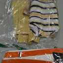 Ramede 9 Pcs Adults Halloween Sitcom Costume Set Striped T-shirt Pants Hat Suspenders Repair Patch for Cosplay Outfits(M)