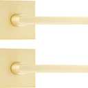 Leydebong 2 Pack Heavy Duty Dummy Door Handle Door Leversets, Dummy Lever, Single Sided Handle for Both Right/Left Handed Doors,Satin Brass Finish
