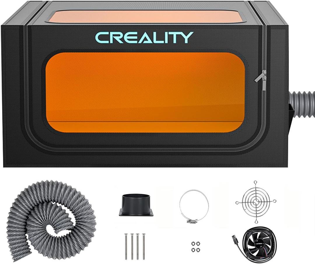 Creality Laser Engraver Cover V2.0 Fireproof and Dustproof Protective Enclosure with Exhaust Fan 4000RPM Pipe for Most Laser Cutter, Insulates Against Smoke, Odor and Noise Eye Protection720x720x400mm