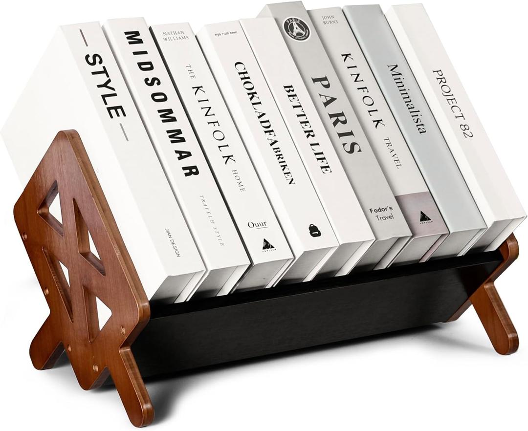 Bunkal Bamboo Desktop Bookshelf  Tilting Book Rack for Storage, Mini Bookshelf Desk Organizer for Books & Letters, Home Office, Living Room, Dcor  Easy Assembly