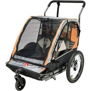 Allen Sports Deluxe Steel 2-Child Bicycle Trailer and Stroller, Model AS2-O, Orange