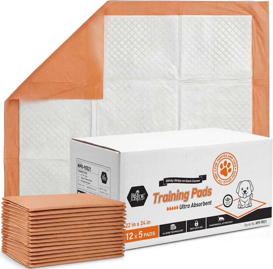 MED PRIDE Dog Training Pads with Attractant, 5 Count Travel Pack Puppy Pee Pads, 22 x 24 Inch Disposable Portable Potty Pads, Leakproof Waterproof Pet Pads for On-The-Go Use