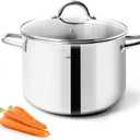 HOMICHEF Small Stock Pot 4 Quart Nickel Free Stainless Steel - 4 Qt Stockpot With Lid - Induction Pot (Shiny Silver - Mirror Polished Stainless Steel)