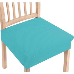 Smiry Stretch Jacquard Seat Covers for Dining Room Chairs Set of 6, Removable Washable Chair Seat Protector Slipcovers, No Rear Covers, Aqua