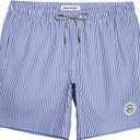 maamgic Mens Swim Trunks Quick Dry Swim Shorts with Mesh Lining Funny Swimwear Bathing Suits 7inch Blue Striped XX-Large